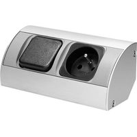 Prise de courant sous meuble 230 V avec interrupteur – IP20 – Aluminium et plastique – Dimensions 64x150x64mm – Pour meubles et vitrines – Orno