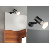 Badezimmerlampe LORENZO in Schwarz - Spiegelklemmleuchte mit schwenkbarem Spot