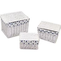 Scatola vimini ismaele 1-3 bianco rettangolare cm 45x35h30