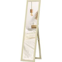 Rechteckiger Stand- und Wandspiegel, Ganzkörperspiegel für Ankleidezimmer, Schlafzimmer, Wohnzimmer, 37 x 37 x 154 cm, Naturholz