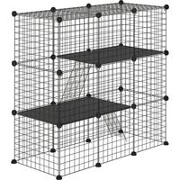 Jaula para Animales Pequeños de 31 Paneles Parque para Mascotas para Gatitos Conejos Chinchillas 105x45x105 cm Negro