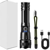 Wiederaufladbare Taschenlampe, taktische Hochleistungstaschenlampe mit 2000 Lumen, helle USB-C-Taschenlampe, tragbare Taschenlampe für Camping, Polizei usw.