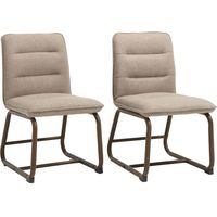 Wahson 2Pcs Dining Chairs Linen, Upholstered Kitchen Chairs Armless with Thick Cushion for Home Living Room Dining Room, Khaki