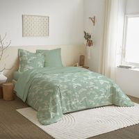 Parure de couette 3 Pièces réversible pour lit 240 x 220 cm "Landscape Menthe" Coton Pur - -