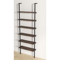 COSTWAY Bibliothèque Étagère Echelle à 6 Niveaux, Etagère Murale Cadre en Métal, Style Industriel, pour Bureau, Salon, Chambre, Cuisine, 20 x 60 x 183 cm (Brun Rustique)
