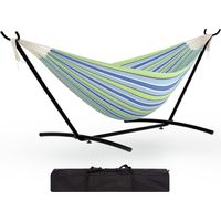 Hamac sur Pied avec Support Charge 227 kg, Hamac avec Sac de Transport pour 1-2 Personnes, Hauteur Réglable pour Jardin, Camping, Voyage, Balcon, Cour,bleu