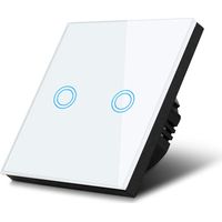 Maclean Energy Interruttore touch Adattatore LED Elegante e Moderno (Bianco, Doppio Rotondo)
