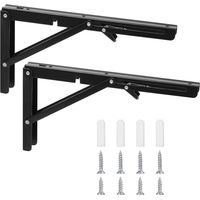 Folding console table - Folding hinges - Iron construction - 90-degree folding angle - For home, kitchen, office, table, wall mounting - Black - 30.5 cm