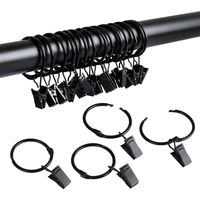 40 anillas de cortina con clips, anillas metálicas para cortinas, ganchos (negro, 25 mm)