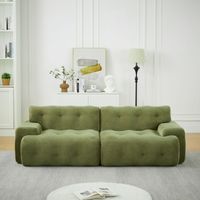 Cloud Sofa, übergroßer Zweisitzer – Breite Armlehnen und modernes Design mit Knopfverzierung. Geschwungenes Sofa, geeignet für Wohnzimmer und Wohnungen. Keine Montage erforderlich.green