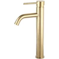 REA – Mitigeur de lavabo à levier unique – Finition or brossé – Laiton massif – Design moderne – Poignée unique pour contrôle facile