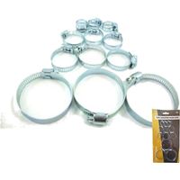 Toolzone 12pc Jubilee Stainless Steel Hose Clamp Fuel Pipe Clips Set 6mm - 51mm