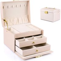 Boite a Bijoux Femme (Rose Nude), Boîte à Bijoux Coffret à Bijoux Rangement Bijoux Organisateur pour Bagues Bracelets Boucles d'oreilles Montres Lunettes Cadeaux de Noël