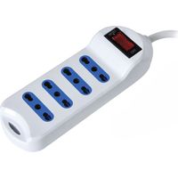 Multiprise À 4 Prises Avec Interrupteur Lumineux, Câble De 1,5 Mètre, Fiche Coudée À 90° 10 A, Blanche, 2500 W