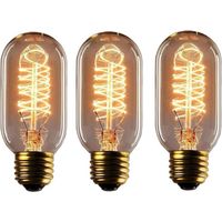 Ampoule à incandescence Edison 40 W, ampoule vintage à intensité variable E27, T45 (filament enroulé), blanc chaud, ampoule à filament ambré antique E27 à visser, pour la maison, la chambre, le bureau