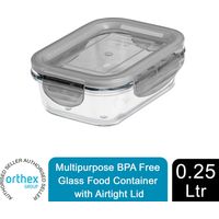 GastroMax Multipurpose BPA Free Glass Food Container with Airtight Lid, 0.25 L