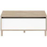 Tavolino - Rettangolare - Decorazione bianca / Rovere - Piano sollevabile - 4 piedi - 100,8 x 43,6 x 50 cm