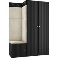 Meuble d'entrée Hartford 387, Abriamo 03, 186x116x46cm, Tissu, Stratifié, Murale, À poser