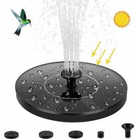 Fontaine solaire avec panneau solaire de 1,5 W, pompe à eau solaire à 6 jets, pompe à eau solaire pour bassins de jardin, piscines, aquariums.