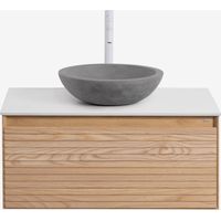 Ensemble de meuble de salle de bain suspendu 80x50 cm en bois de frêne Tedrik SKLUM