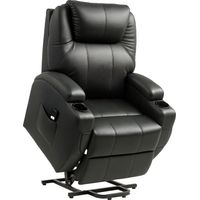 HOMCOM Fauteuil releveur électrique, fauteuil relax électrique avec repose-pied, dossier inclinable, télécommande, poches latérales et porte-gobelet - noir
