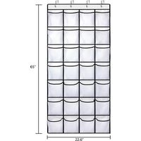 Organisateur de chaussures suspendu à 28 poches, blanc, grand porte-chaussures transparent pour placard.