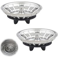 Lot de 2 paniers d'évier Diamètre : 80 mm Avec joint en caoutchouc à trois pieds Compatible avec IKEA Pièce de rechange pour siphon d'évier de cuisine Type d'âge