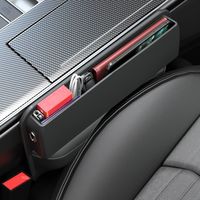 (Option 1) Organisateur de rangement en similicuir pour siège auto, pour téléphone et clés, empêchant leur chute entre les sièges boîte de rangement latérale pour console centrale.