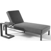 Ensemble bain de soleil avec tablette en aluminium gris