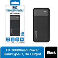 FX 10,000 mAh Powerbank with Type-C 3A Output, Black