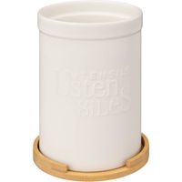 Barattolo per utensili in ceramica bianca naturéo con coperchio in bambù - 5five