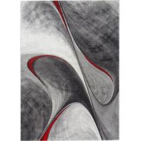 Tapis salon et chambre 240x340 rouge et gris rectangle tissé motif géométrique LYN8 MADILA