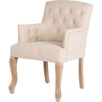 Capitone Sessel aus Leinen mit Holzbeinen, 59 x 62 x 85 cm