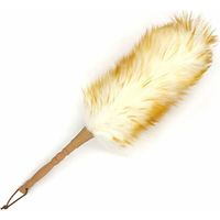 Feather Duster with Wood Handle, Blinds Cleaner Purifier, Brush Cleaning Tool, Lambswool Dusters for Cleaning Vehicles, Office and Housework Dusting Small 30cm