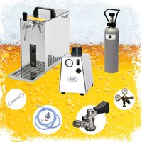 Komplett Set - Zapfanlage, Bierzapfanlage, Bierkoffer, Durchlaufkühler PYGMY 25 1-leitig Trockenkühler, 35 Liter/h, Zapfkopf: Kombi