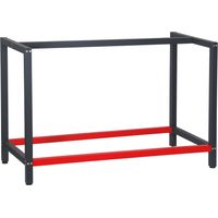 Wiltec – Pied d’établi modulable 125x57x81 cm – Acier anthracite et rouge – Charge maximale stable – Pour tables de travail et emballage