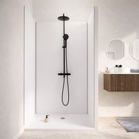 Set di 3 pannelli murali alluminio bianco 80+120+80x210 cm e profili cromati