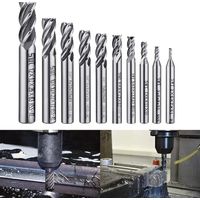 Set di 10 punte a quattro taglienti - Frese da 2 a 12 mm - HSS - per lavorazioni CNC, per forare legno, alluminio, acciaio e titanio