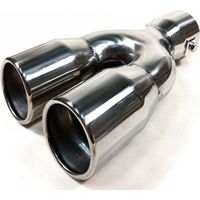 Embout d'échappement double universel pour voiture. 35–55 mm, longueur 21 cm, chromé