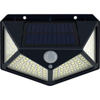 Lampe solaire LED extérieure, 100 LED, 20 W, capteur de mouvement, 270 °, éclairage extérieur, énergie solaire, étanche, pour jardin, mur, 1 pièces