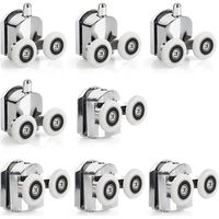 Un jeu de 8 roulettes pour porte de douche – roues en alliage d'aluminium de 23 mm – adaptées aux épaisseurs de verre de 4 à 6 mm.