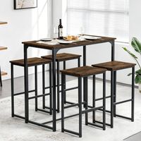 Bartisch Set 5-teilig mit 4 Hockern, Metall MDF Gestell