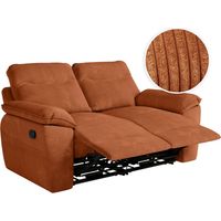 Loungitude – Canapé relax manuel 2 places en velours côtelé – Confort ajustable – Fabrication européenne – Longueur 260 cm – Couleur terracotta
