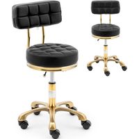 Sedia sgabello, sgabello cosmetico con schienale su ruote, fino a 150 kg GELA, nero e oro