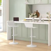 Ensemble de 2 tabourets hauts de cuisine pivotants avec dossier et hauteur réglable charge 120 kg pour bar salon blanc