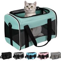 Cage de transport pour chat, cage de transport pour chien, cage de transport pour animaux de compagnie (17x11x11, vert)