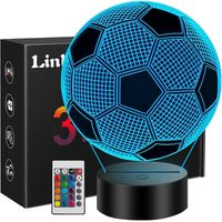 Cadeau de football pour garçons de 8 à 10 ans, veilleuse LED 3D avec télécommande, décoration d'anniversaire ou de Noël sur le thème du football