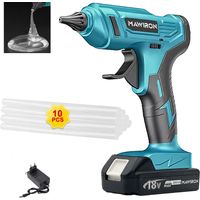 100W Cordless Hot Glue Gun for Home and Garden, Mini Glue Gun + 10pcs 11mm Glue Sticks + 2pcs 3.0A Battery + Charger, Compatible with Makita Battery