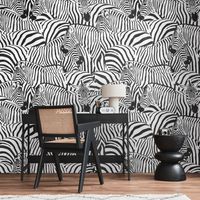 Sfondo fotografico Profhome 398731 Carta da parati TNT goffrata a caldo liscia con aspetto zebrato opaca nero bianco 1,59 m x 2,8 m