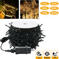 Froadp Guirlande LED 100m 1000 LEDs Guirlande Rideau Extérieur avec Prise IP44 Étanche Décoration de Noël avec 8 Modes d’Éclairage Blanc Chaud Guirlande pour Fête